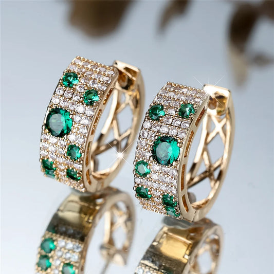 SPHÍNX GOLD & GREEN EARRINGS