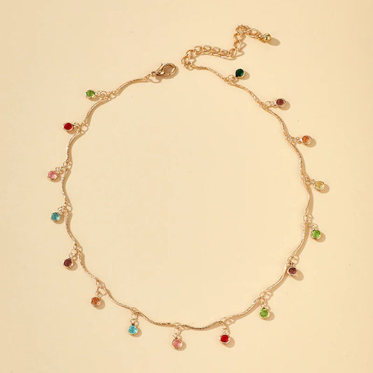 SPHÍNX MULTI CRYSTAL GOLD NECKLACE