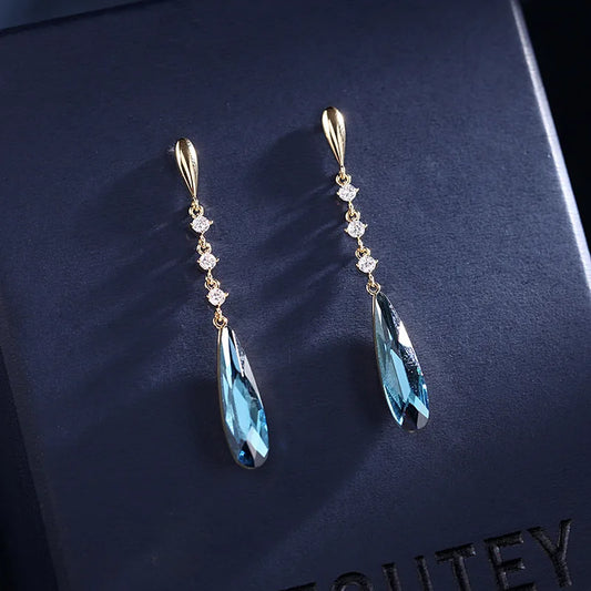 SPHÍNX GOLD & BLU DROP EARRINGS